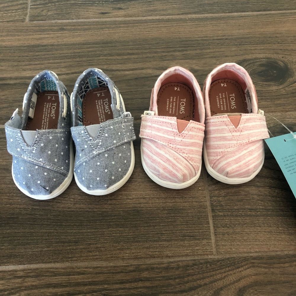 TWO pairs of Toms Tiny Toddler Shoes